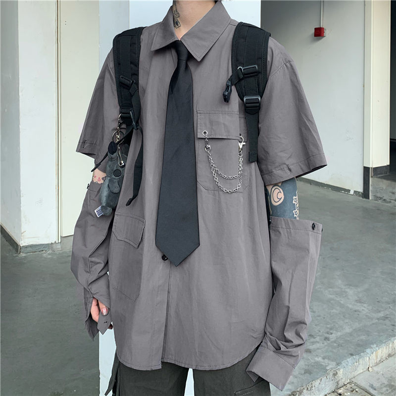 Solid Color Loose Upper Work Shirt Women's Design Sense