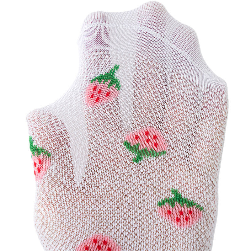 Strawberry Socks Children's Thin Socks Girls Medium Tube