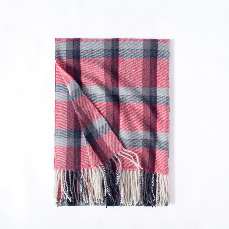 Contrast Check Print Of Cashmere Scarf