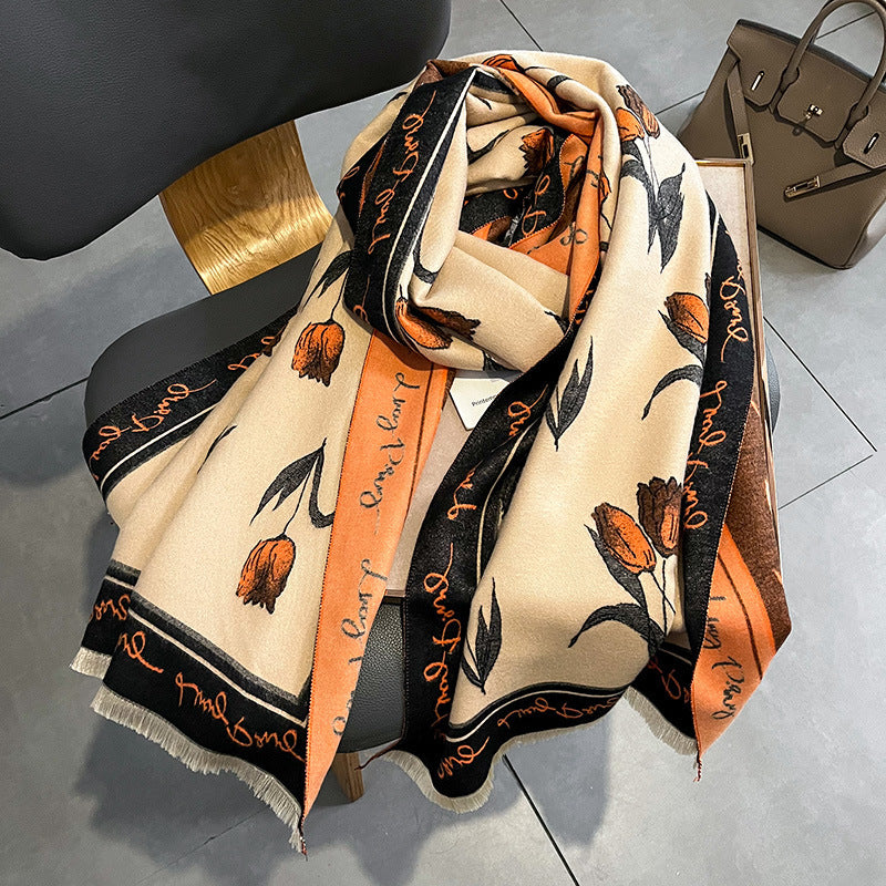 Scarf Women's Warm Shawl Middle-aged Elders
