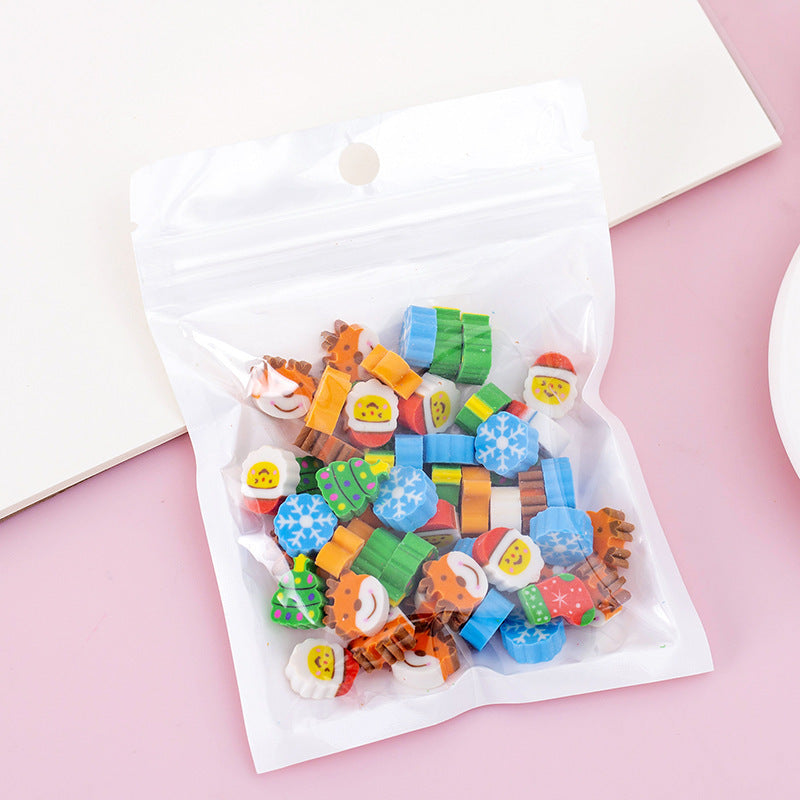 50 PCs Pearlescent Film Bags Cartoon Fruit Mini Eraser
