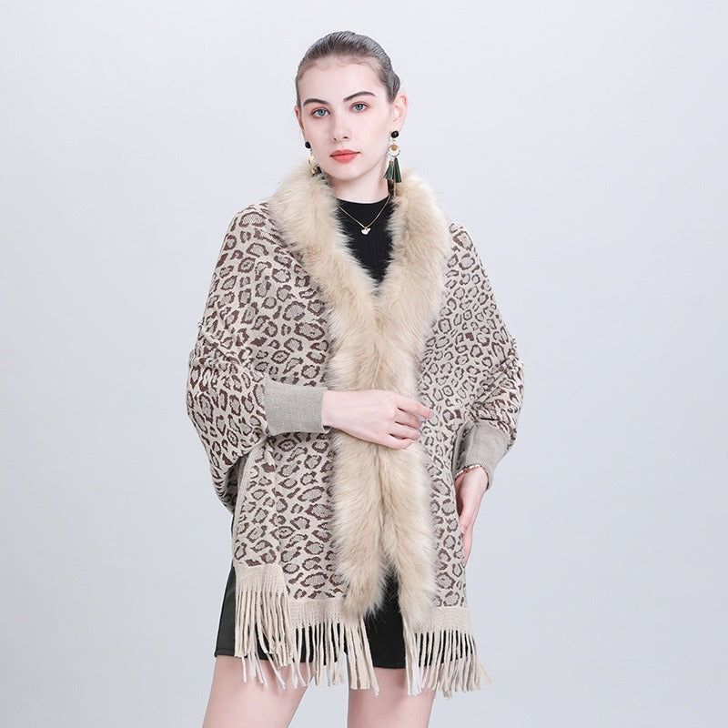 Autumn And Winter New Scarf Faux Fur Collar Knitted Shawl