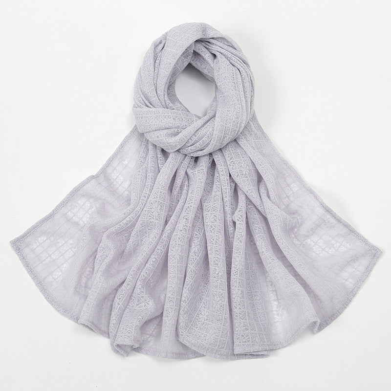 Plaid Jacquard Polyester Scarf Women