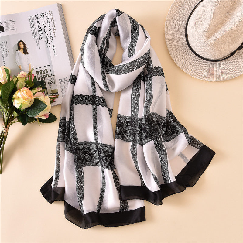 Women's Thick Fashion Lace Scarf Sunscreen Silk