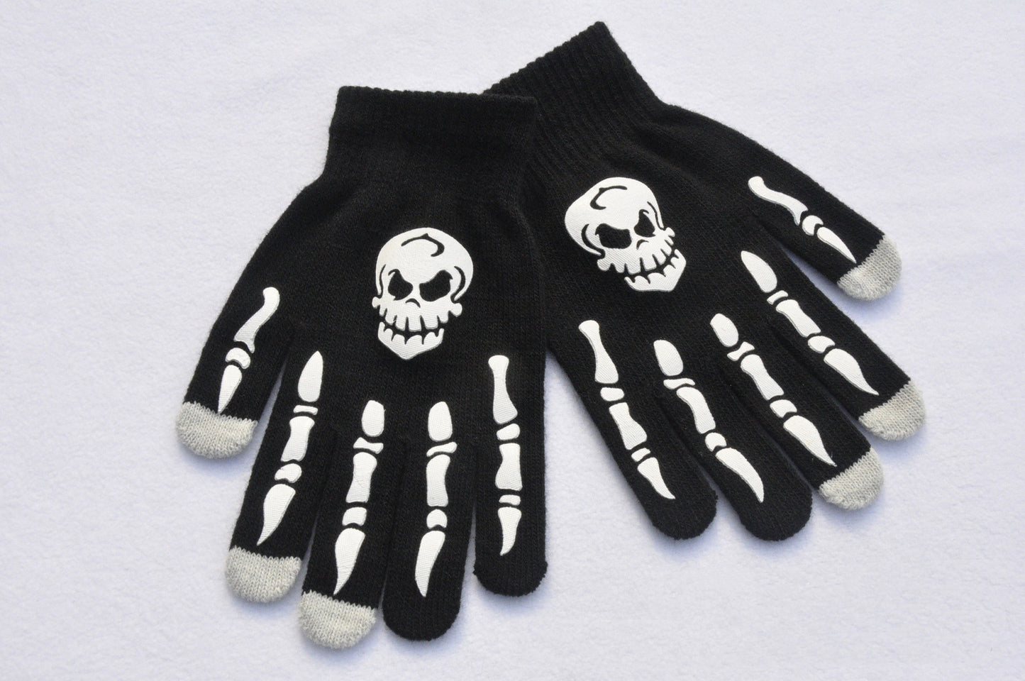 Halloween Fluorescent Luminous Skull And Ghost Claw Printing Gloves
