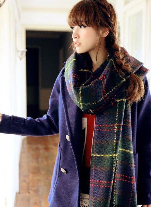 Autumn And Winter Warm British Plaid Tassel Air Conditioning Large Shawl