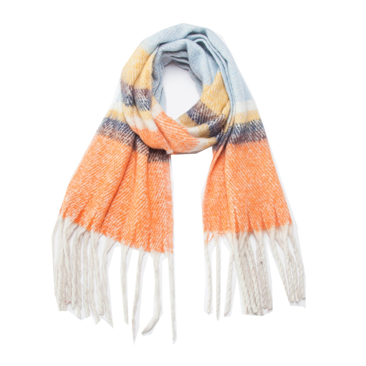 Thickened Circle Yarn Coarse Fringe Mixed Color Scarf