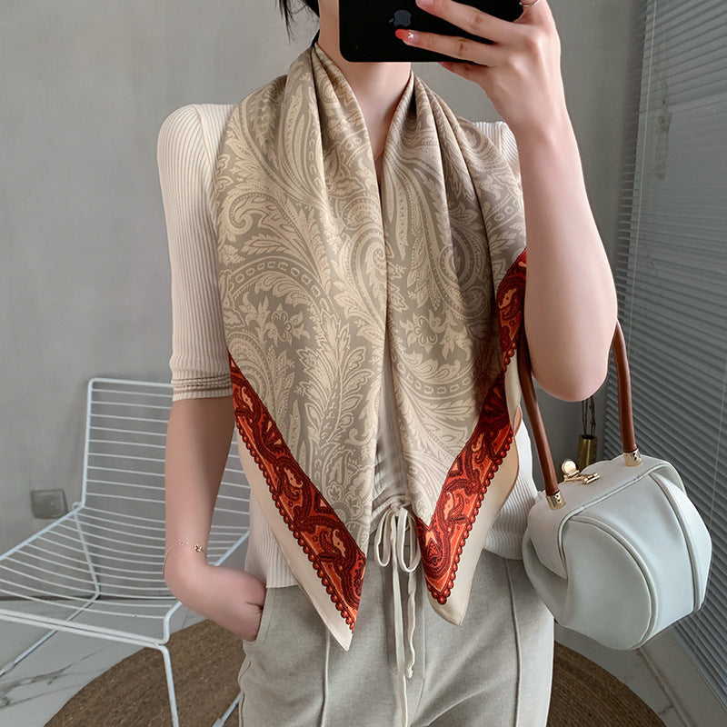 New 90cm Twill Silk Large Square Women's Shawl