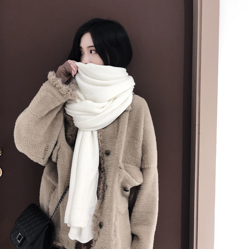 Women's Versatile Fashion Solid Color Knitted Woolen Scarf