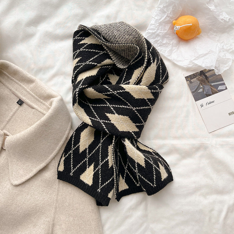 Edition Rhombic Shawl With Fashionable Student Warm Scarf