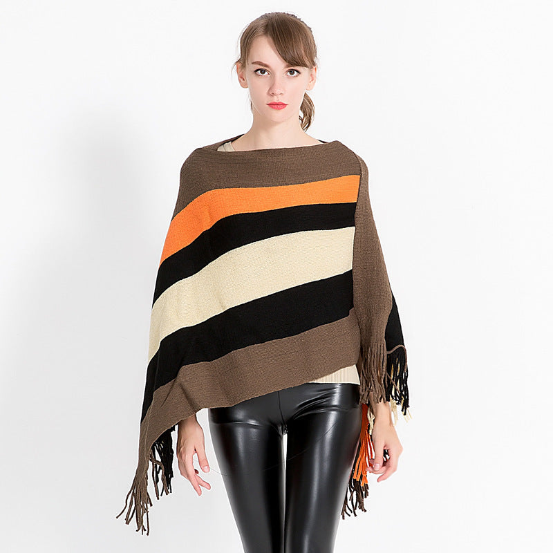 Awning Shawl Women Fashion Stripes Europe And America