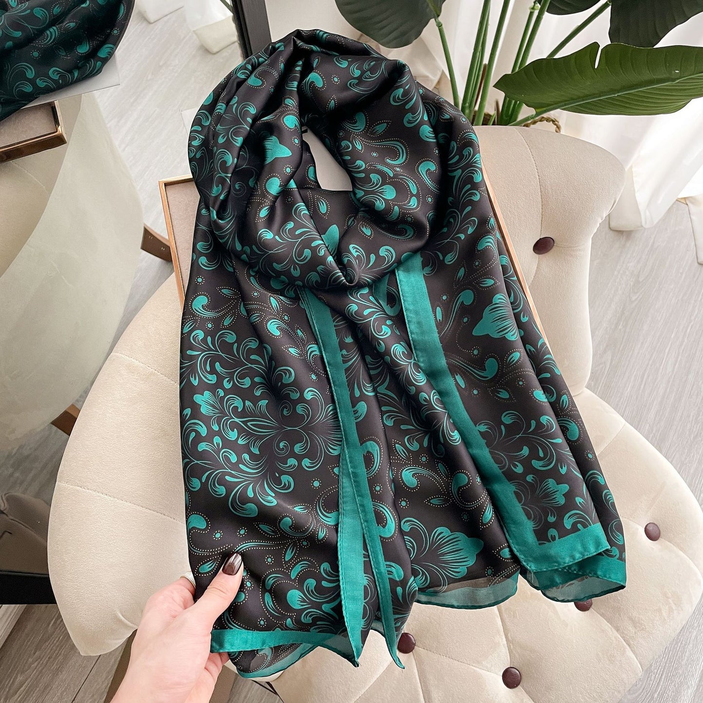 Simulated Silk Scarf Female Dual-use Air-conditioning Shawl Sarong