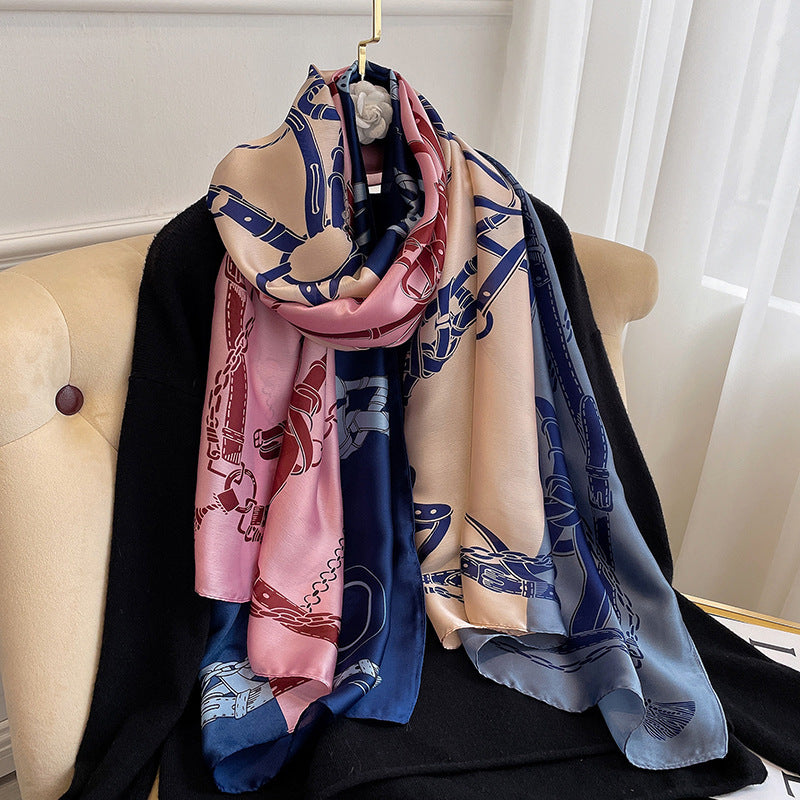 Winter Warm Vintage Print Chain Scarf Female