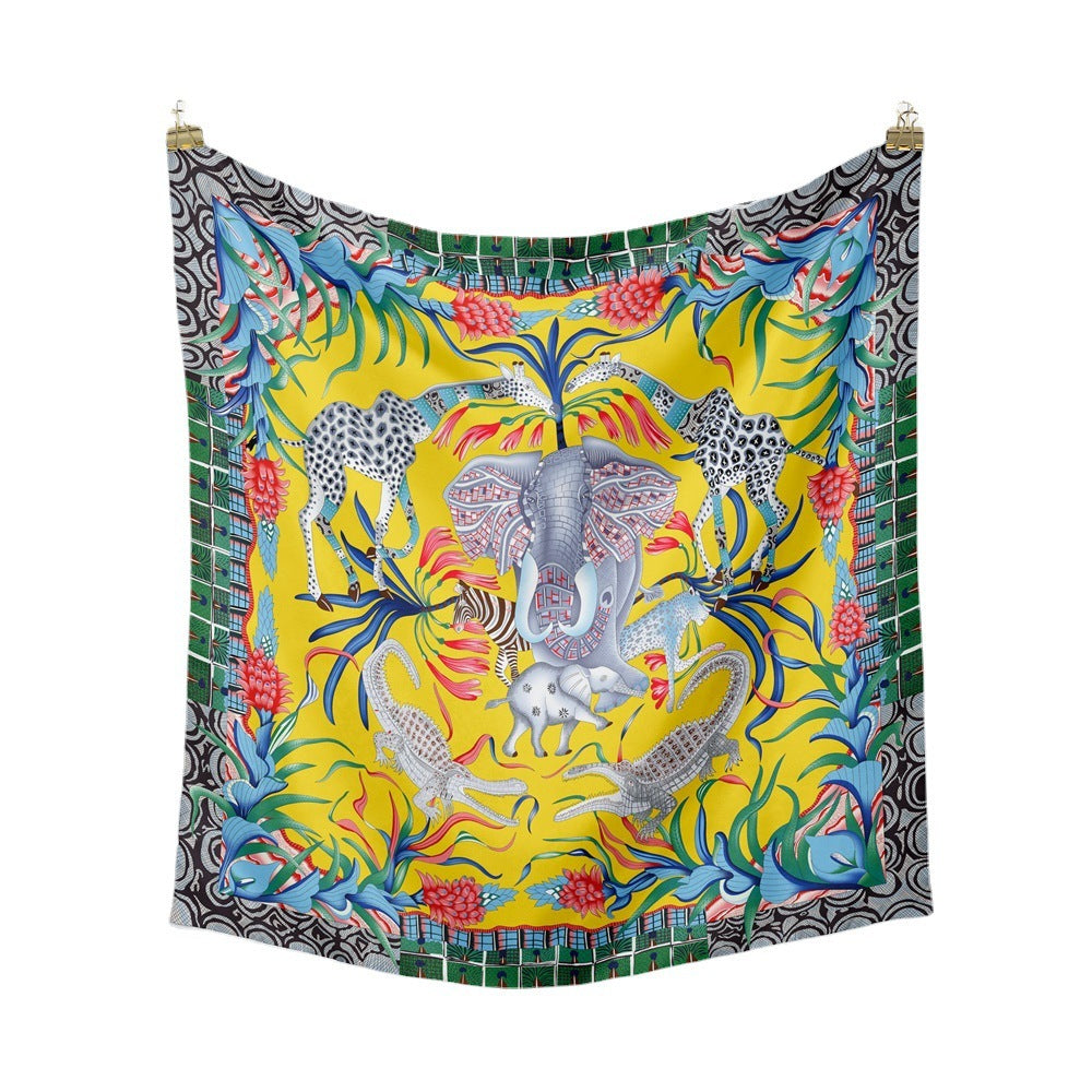 Women's Fashion Print Square Silk Scarf