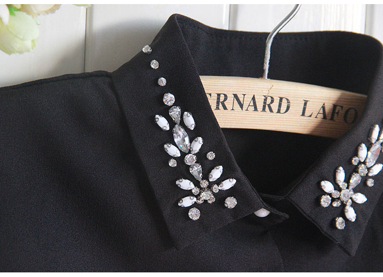 Chiffon Rhinestone Fake Collar Shirt Women's Shawl