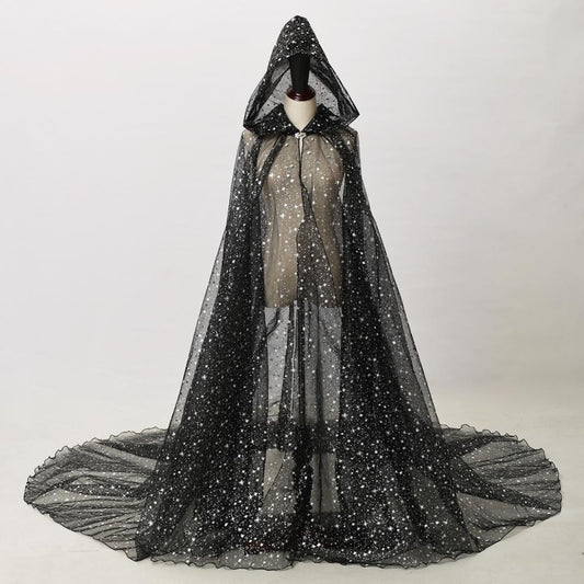 Stage Costume Shiny Bronzing Hooded Cape