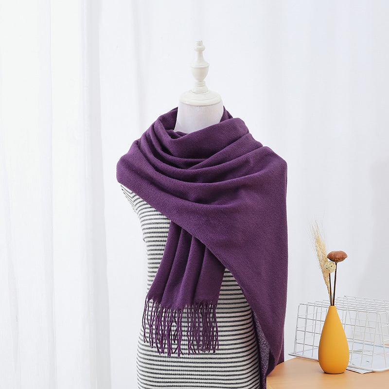 Solid Colored Long Towel Thickened For Warmth