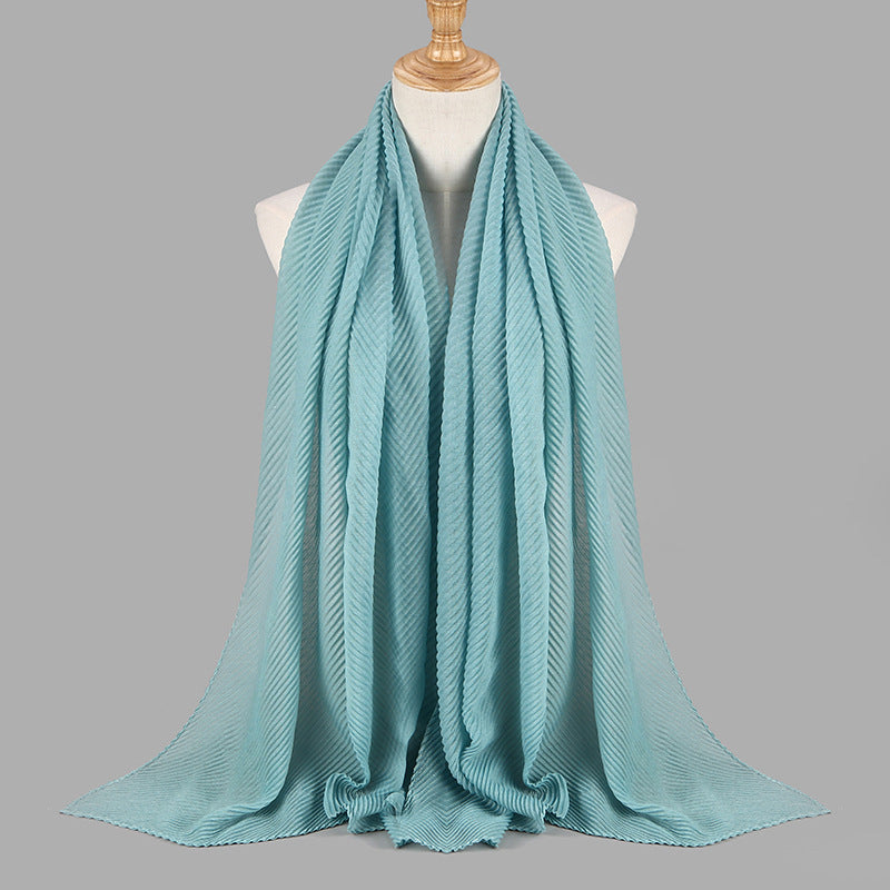 Twill Crumpled Pleated Scarf Women's Bag Headscarf