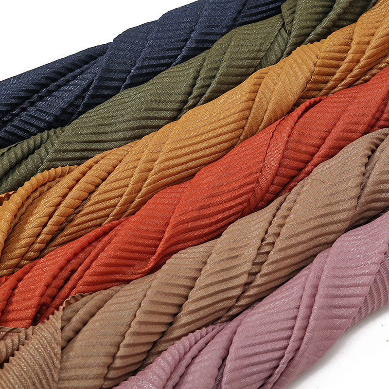 Pure Color Crumpled Polyester Soft Women's Casual Scarf
