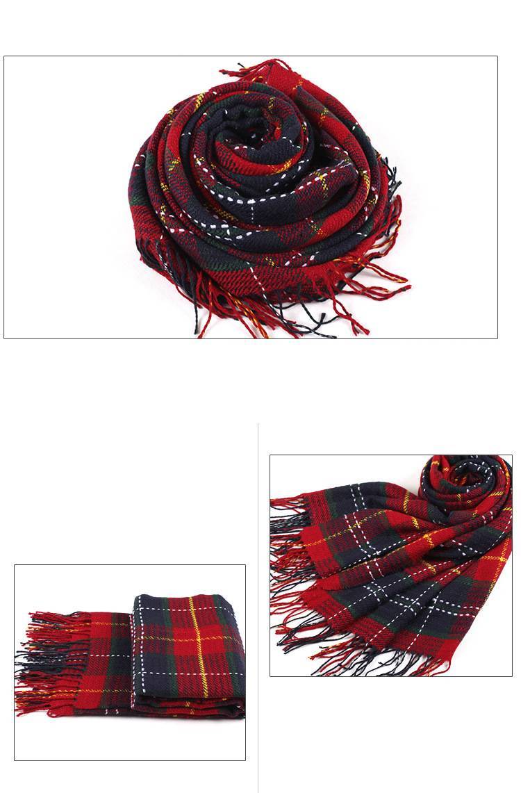 Autumn And Winter Warm British Plaid Tassel Air Conditioning Large Shawl