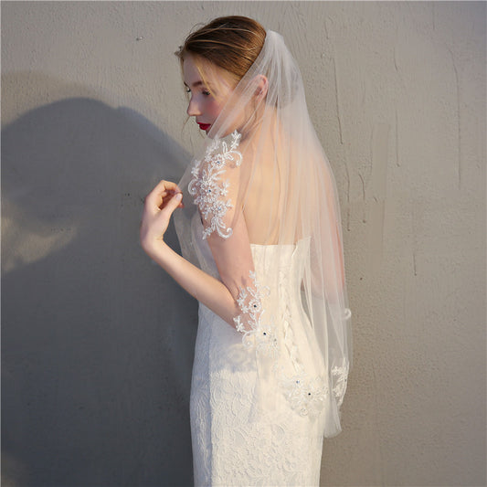 Wedding Dress Accessories Single-layer Lace Applique With Diamond