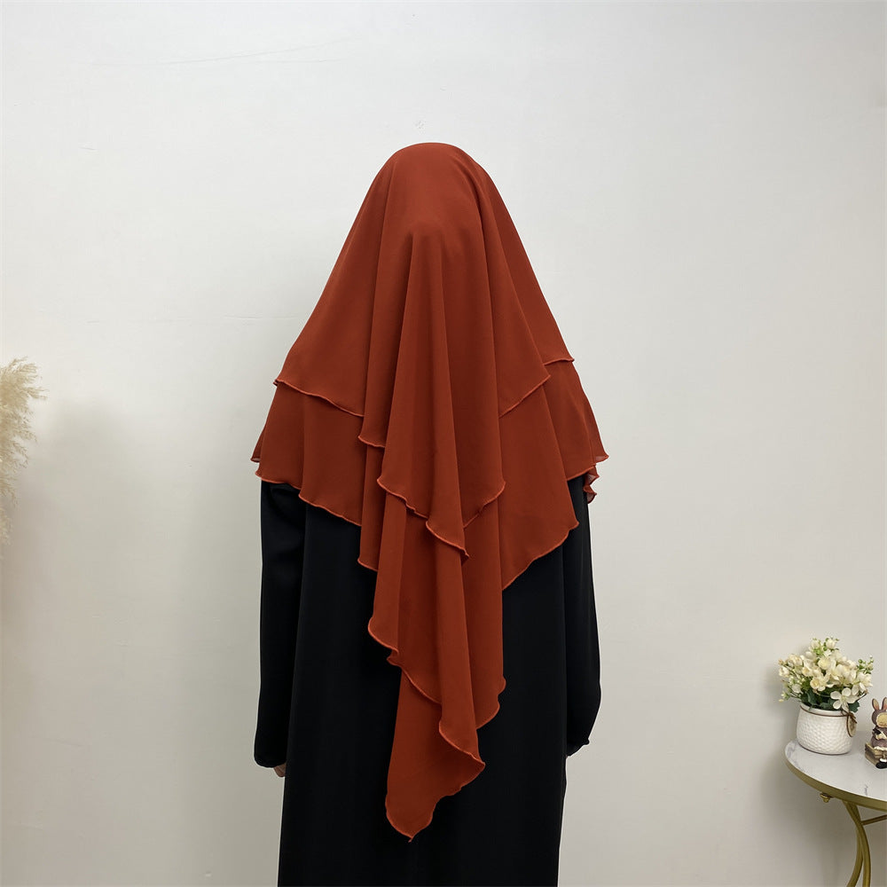 Solid Color Chiffon Turban Solid Color Double Layer