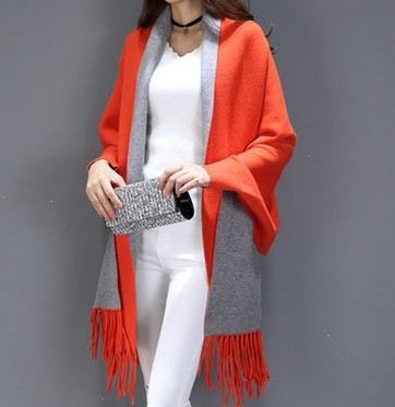 Ladies Shawl Cardigan Tassel Cape Sweater Coat