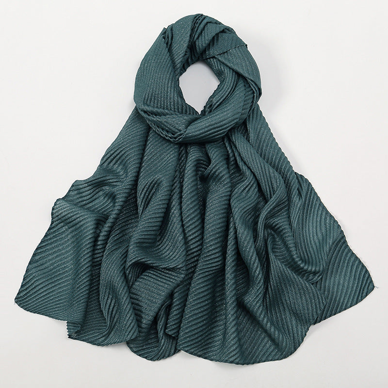 Pure Color Crumpled Polyester Soft Women's Casual Scarf