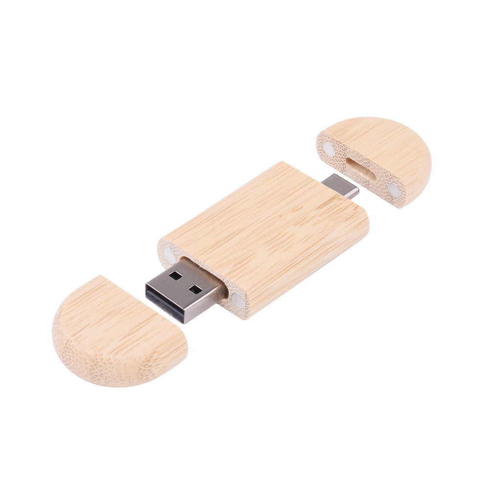 Maple Box Carved Wooden 2 In 1 Mobile Phone U-disk TYPE-C