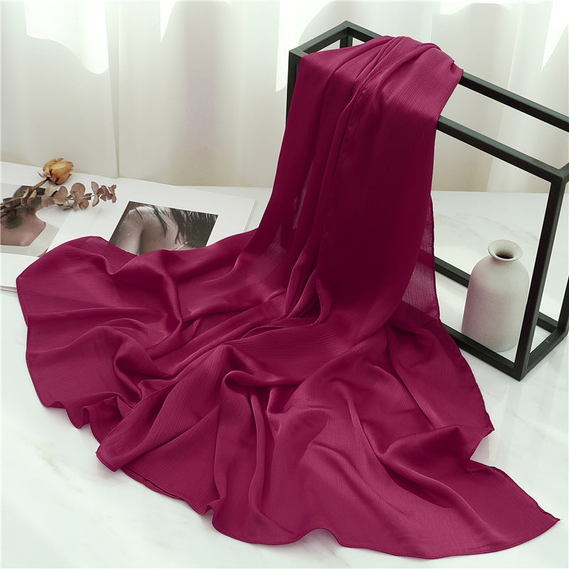 Solid Color Silk Scarf Basic All-matching