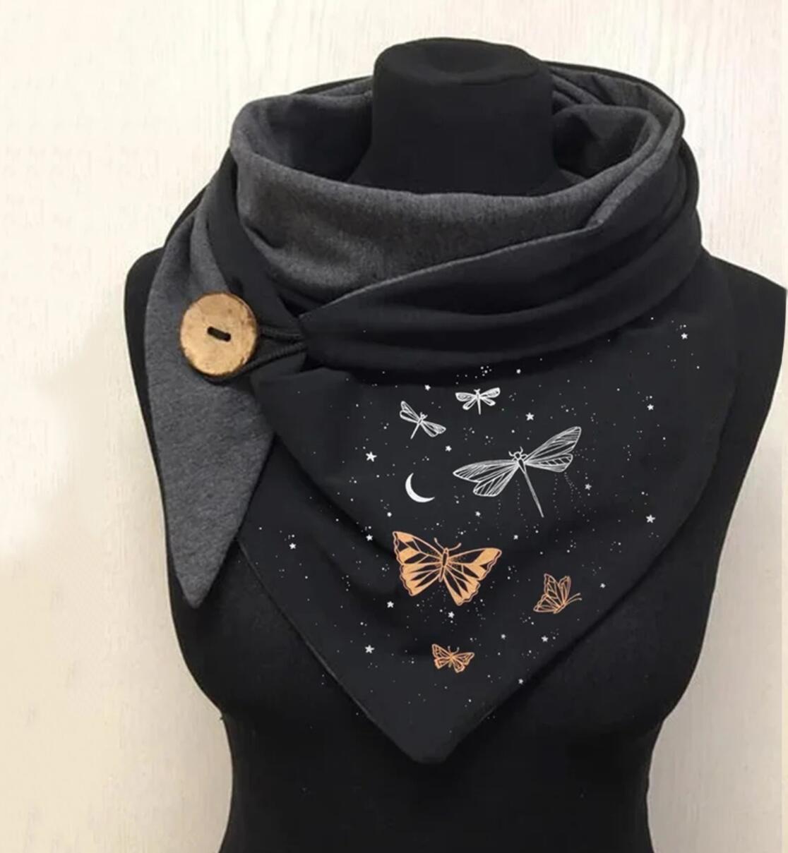Ladies Cotton Thermal Button Bandana Scarf