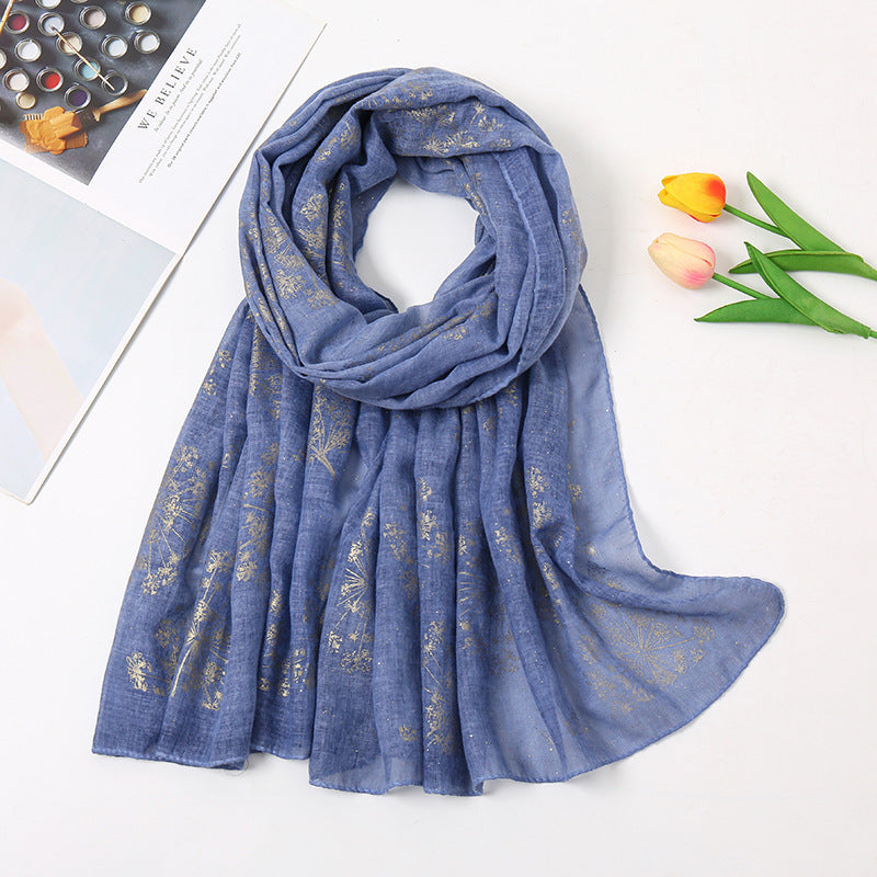 Vintage Bronzing Small Flower Cotton Scarf