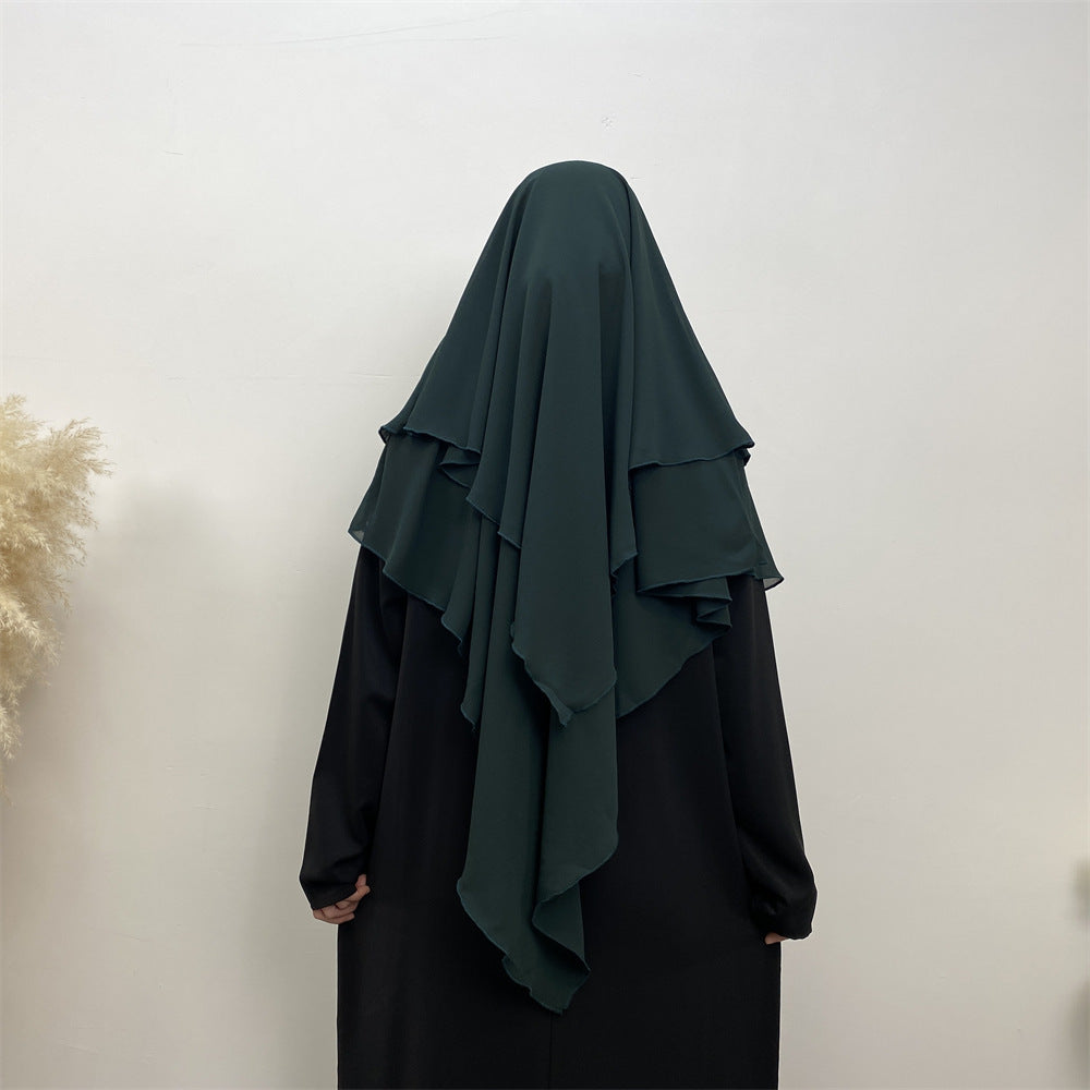 Solid Color Chiffon Turban Solid Color Double Layer
