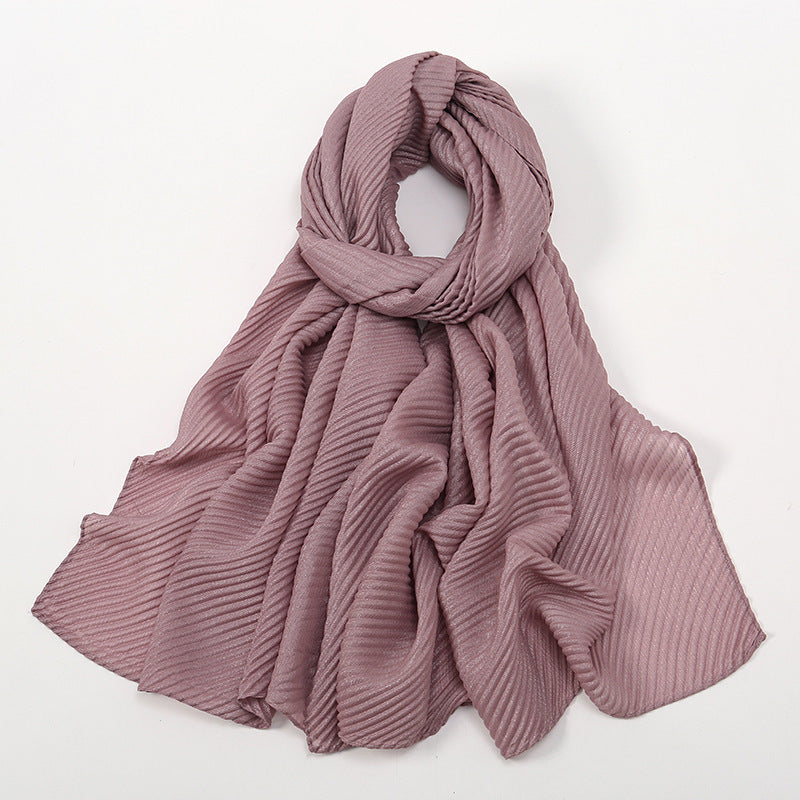 Pure Color Crumpled Polyester Soft Women's Casual Scarf