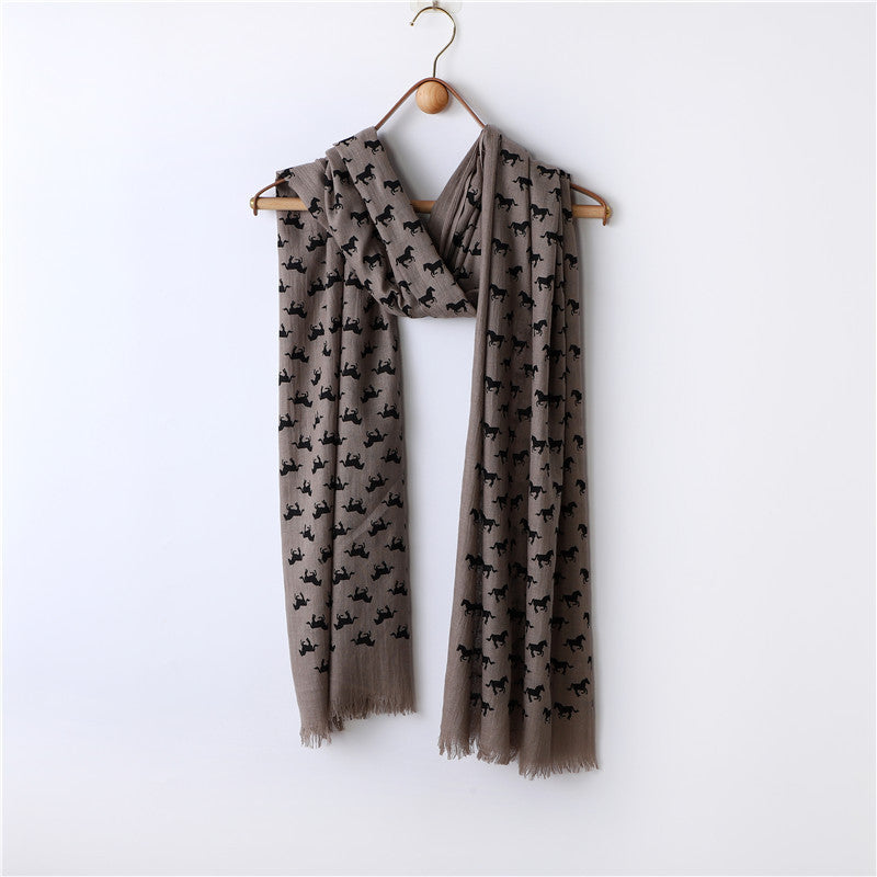 Solid Color Neutral Loose Beard Polyester-cotton Pony Print Loose Beard Tassel Men's Scarf