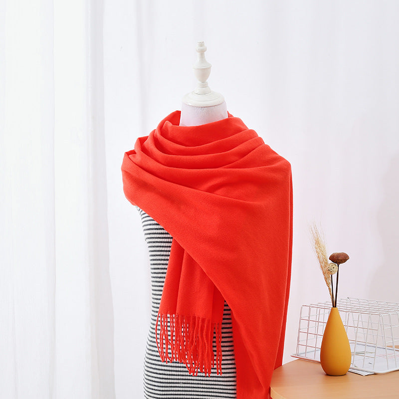 Solid Colored Long Towel Thickened For Warmth