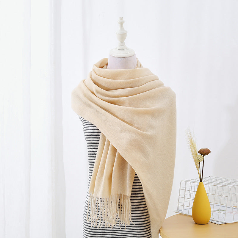 Solid Colored Long Towel Thickened For Warmth