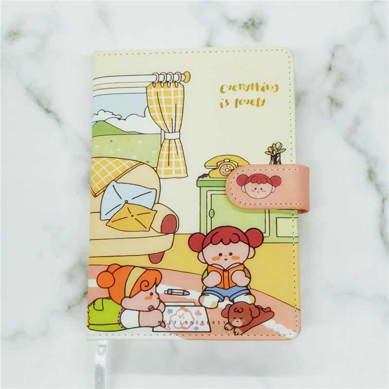 Cute Hand Ledger A5PU Color Page Notepad