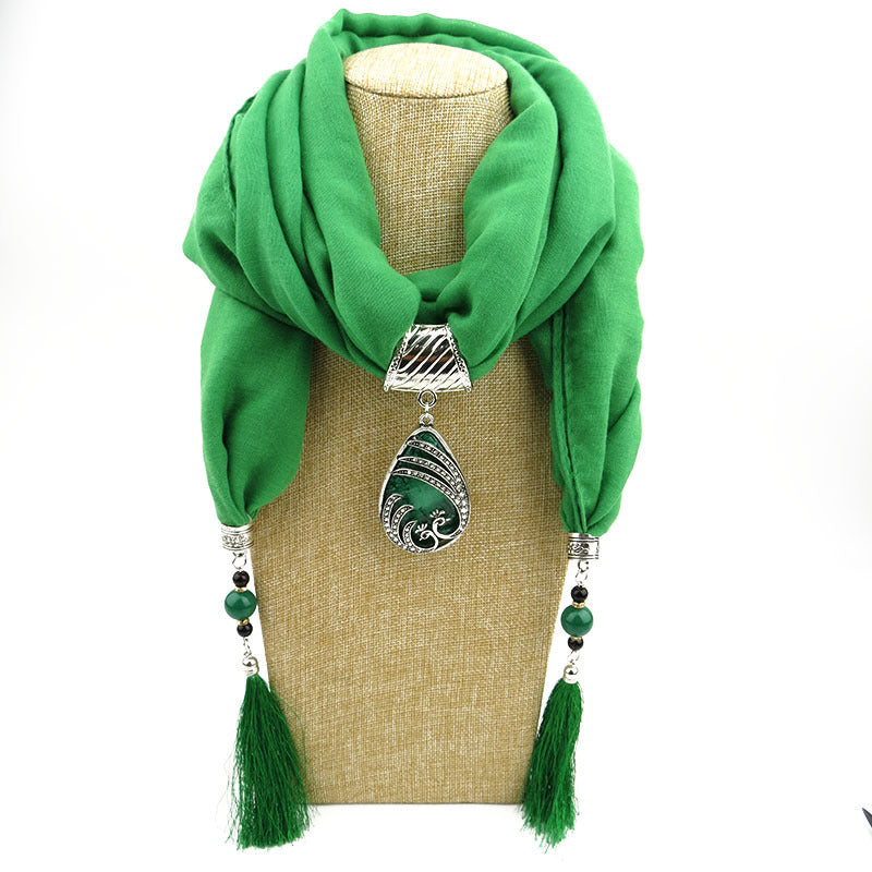 Ethnic Style Peacock Pendant Gem Tassel Scarf Shawl Autumn And Winter Women's Scarf