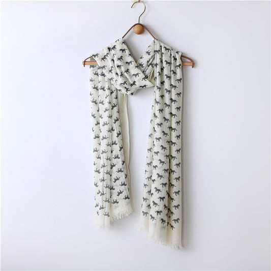 Solid Color Neutral Loose Beard Polyester-cotton Pony Print Loose Beard Tassel Men's Scarf