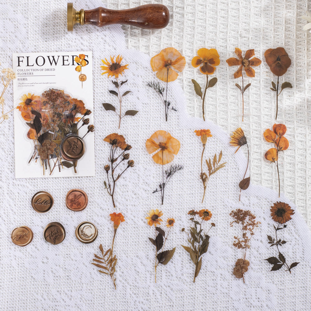Fire Paint Creative Dried Flowers Journal Decoration Sticker Package