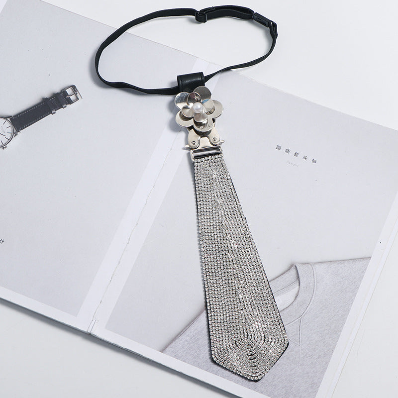 Women's Preppy Style All-match Professional Casual Decoration Tie Black Leather