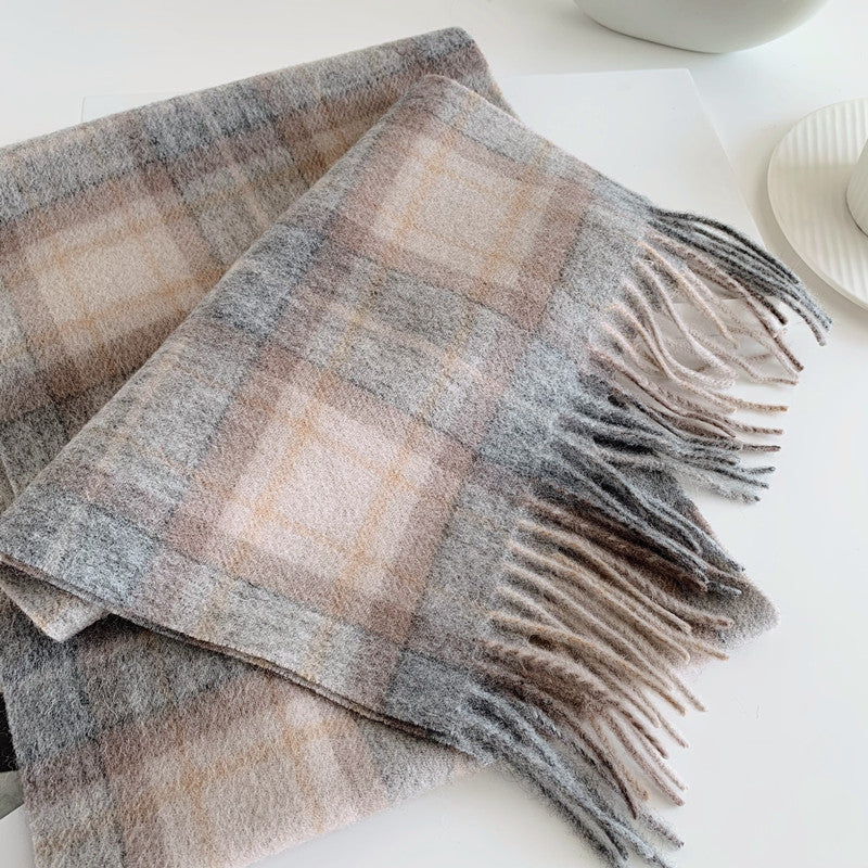 Women's Versatile Fashion Wool Plaid Scarf