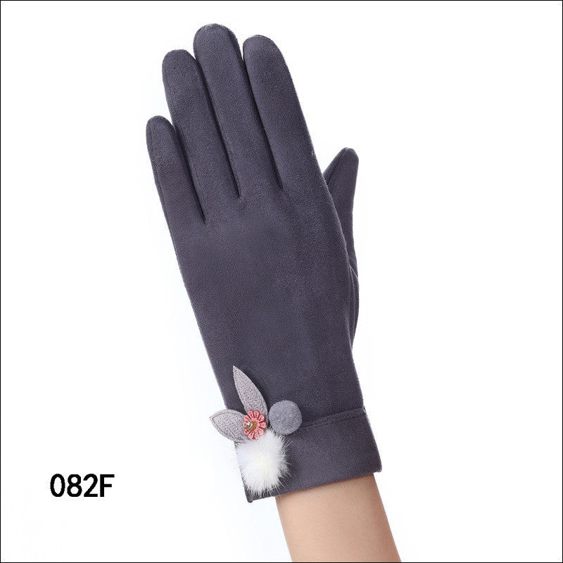 Touch screen gloves winter windproof suede
