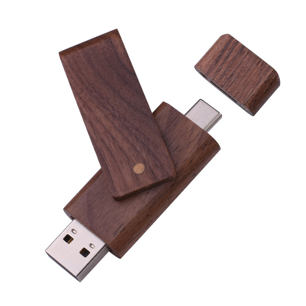 Maple Box Carved Wooden 2 In 1 Mobile Phone U-disk TYPE-C