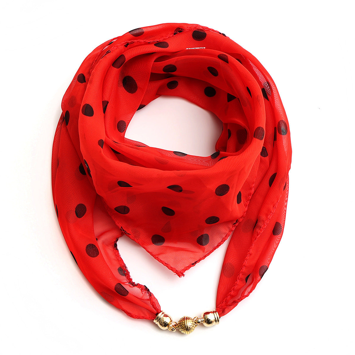 Golden Ball Floral Chiffon Scarf Women's Printed Thin