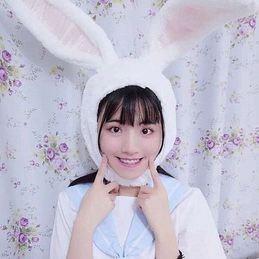 Cute Girl Hat Plush Rabbit Bunny Ears Hat Earflap Cap Head Warmer Head Wear