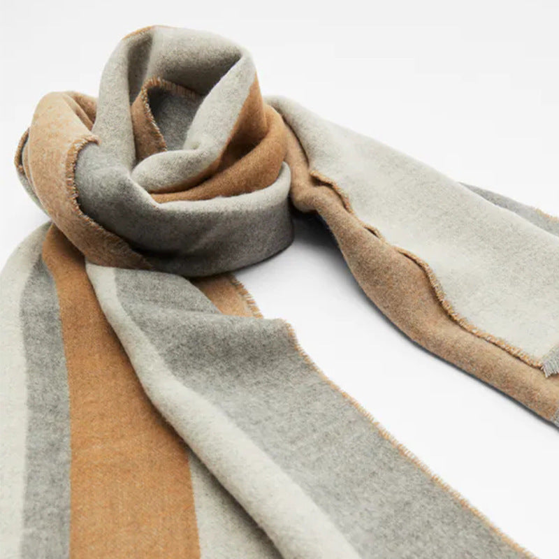 Women's Striped Jacquard Warm Shawl Scarf