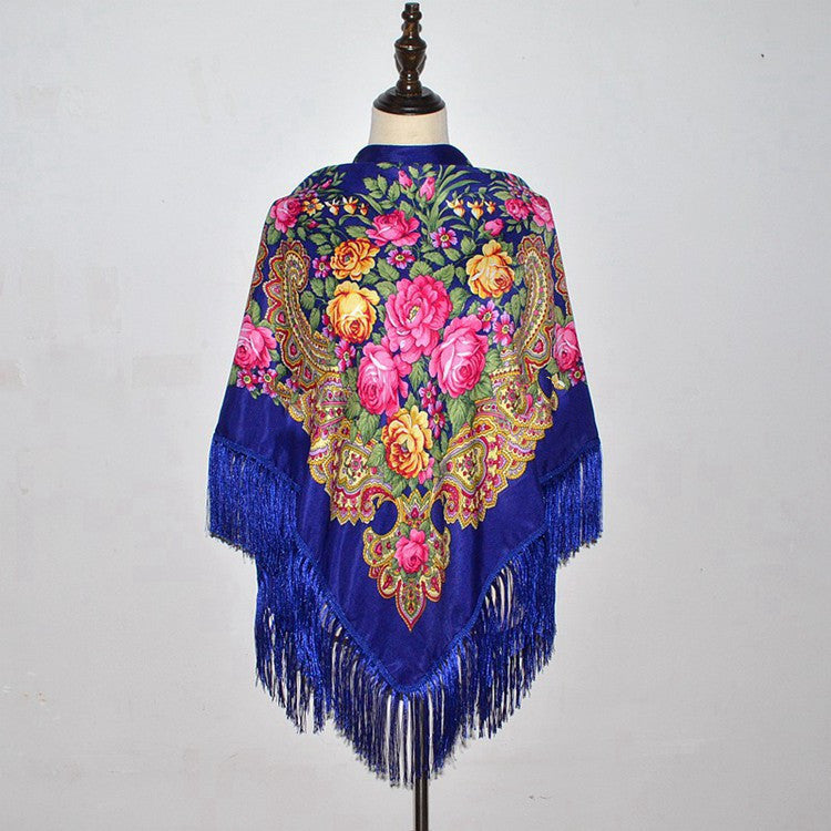 Autumn And Winter Russian Folk Style Cotton Scarf