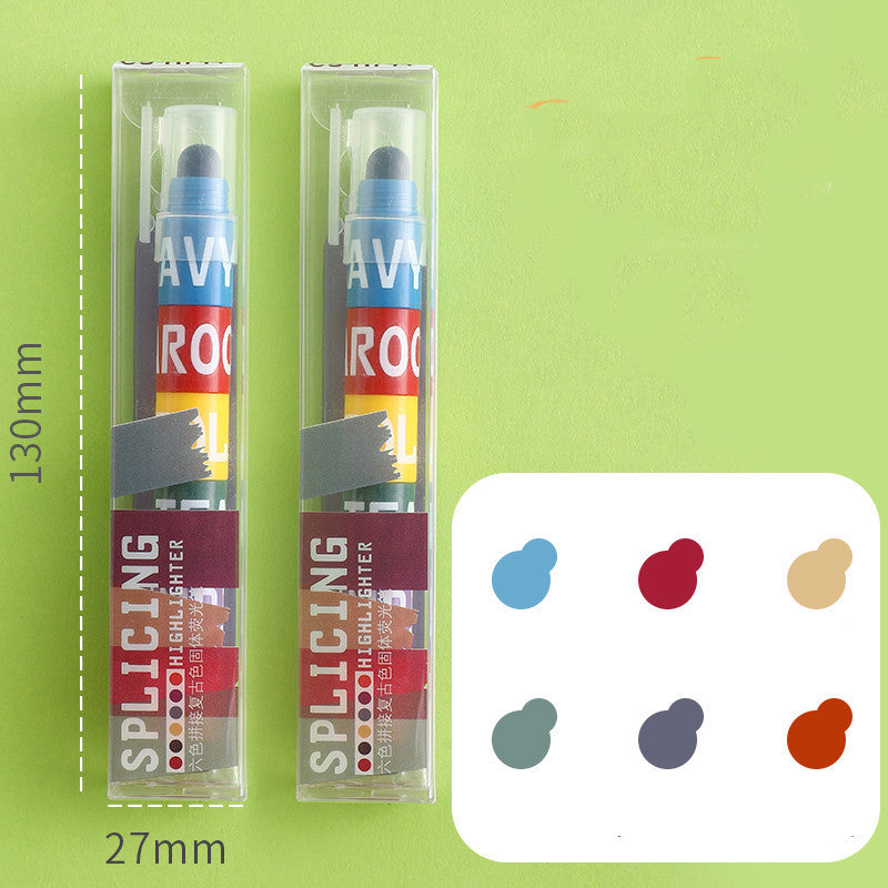 Solid Highlighter Highlight Highlighter Marker 6-color Color Marker Pen